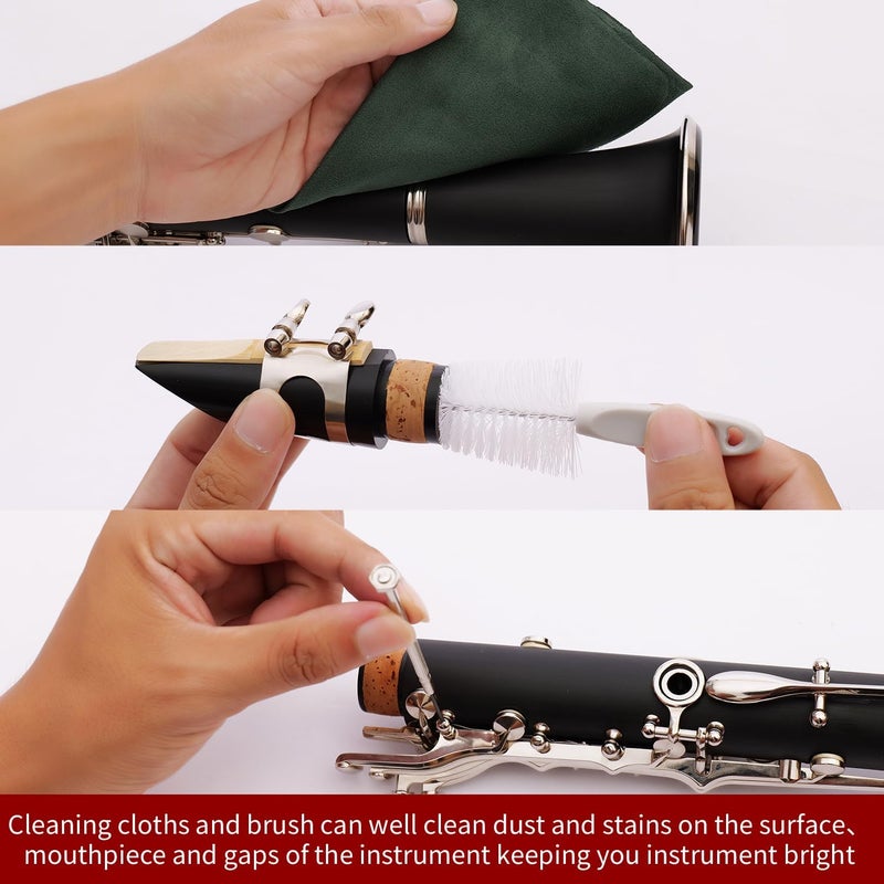 Dowite Clarinet Cleaning Kit 10-In-1 Maintenance Accessories Set with Swab, Key Oil, Mouthpiece Brush and Cork Grease - Professional Care Kit for B Flat Clarinet Students and Musicians - Image 5